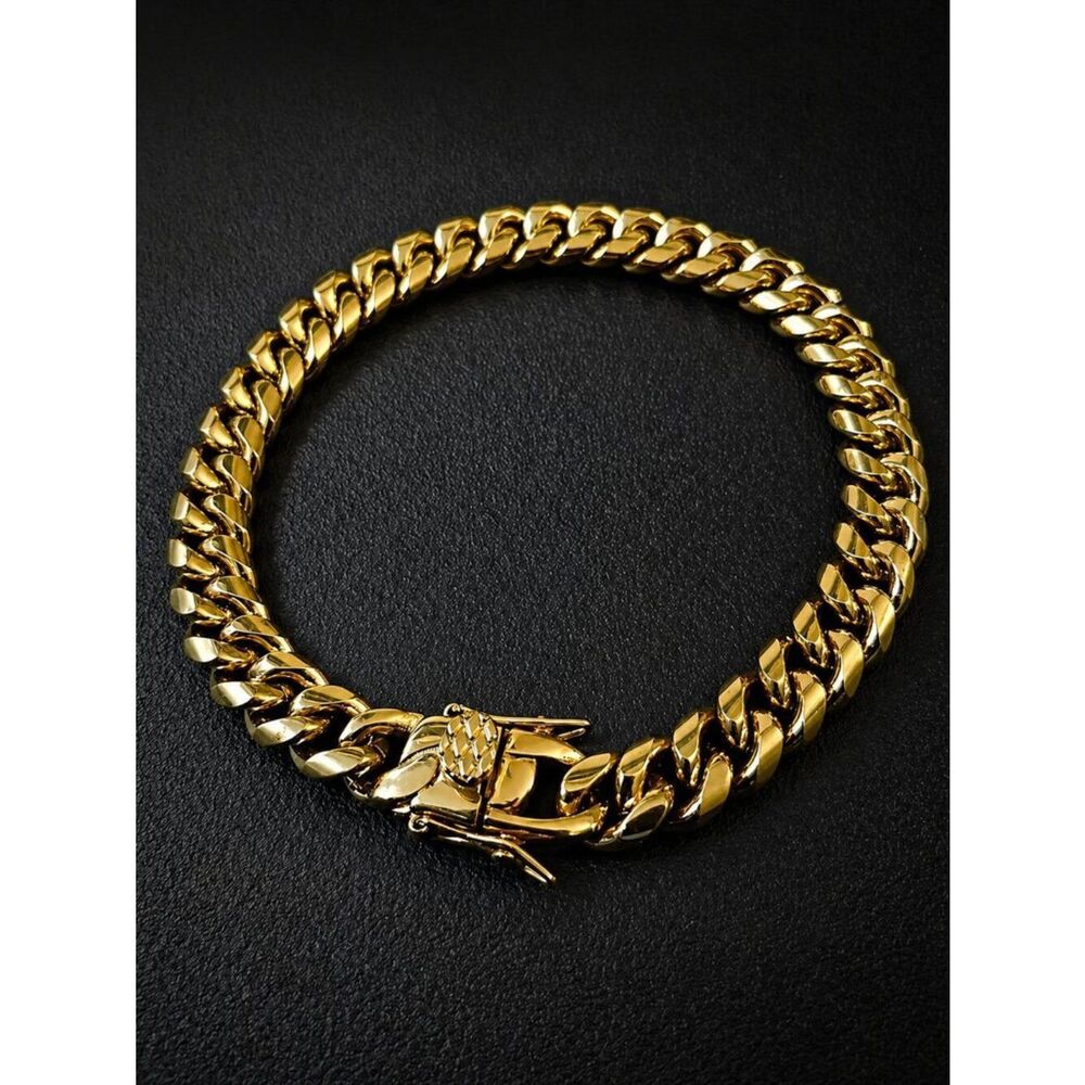 Gold Stainless steel 8mm Cuban Link Bracelet